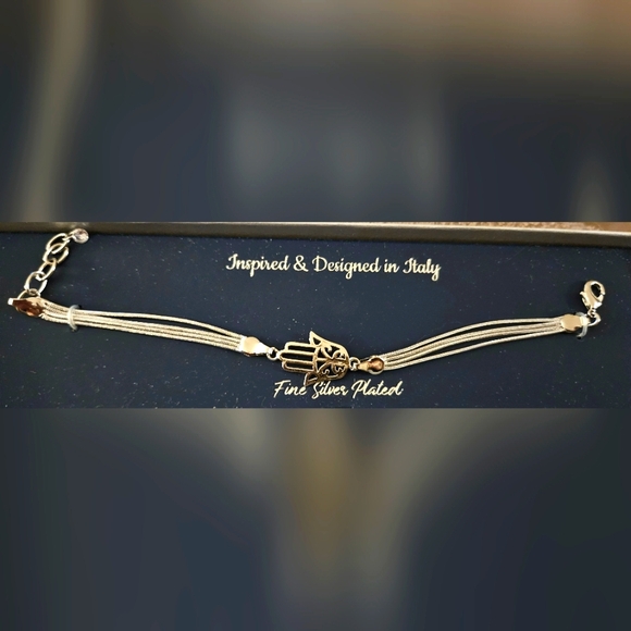 Silver Plated Bracelet with Hamsa Charm - Picture 1 of 3